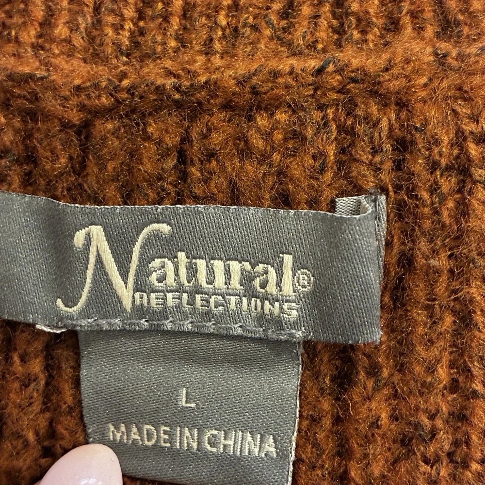 Natural Collections Womens‎ Brown V-Neck Soft Sweater Size L Classic Timeless